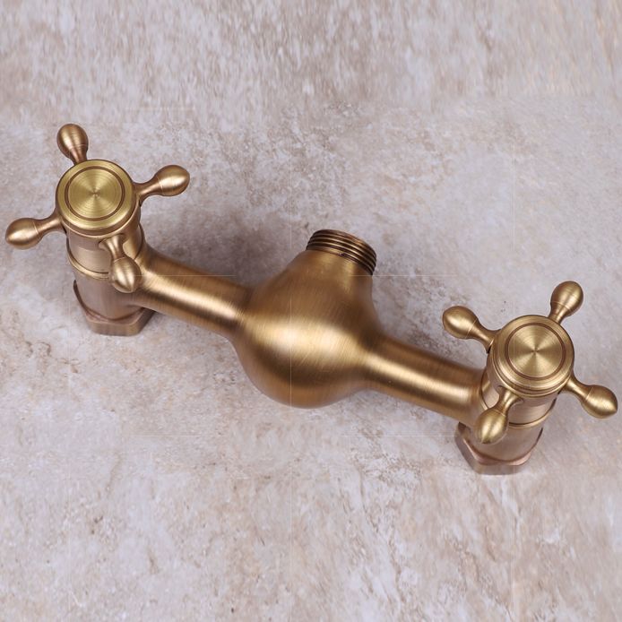 Vintage Tub Faucet Two Cross Handle Faucet Full Copper Wall Mounted Faucet