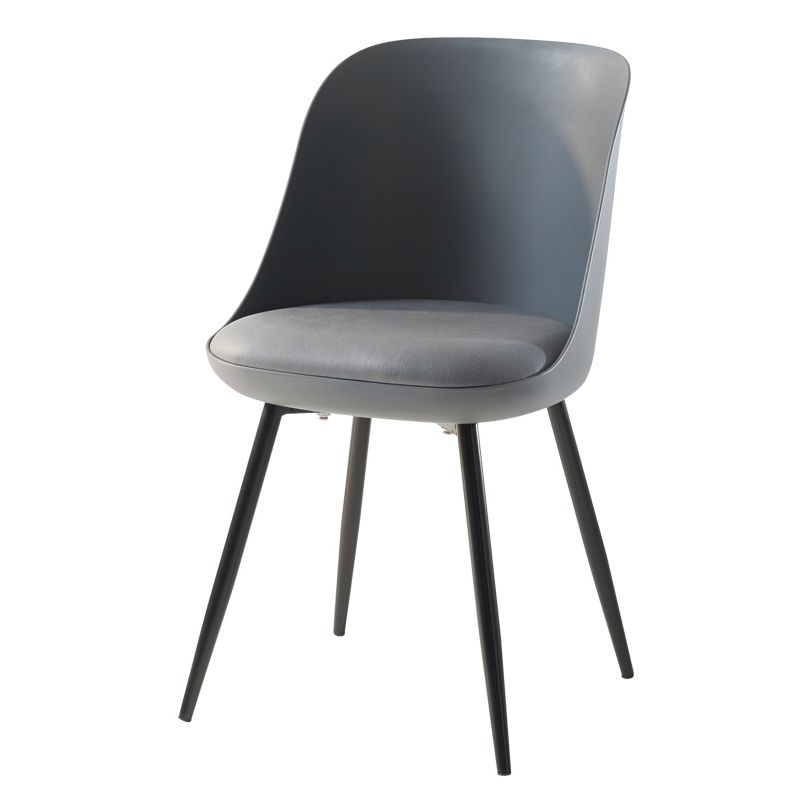 Leather Upholstered Armless Dining Chairs Solid Back Side Chairs with Metal Legs