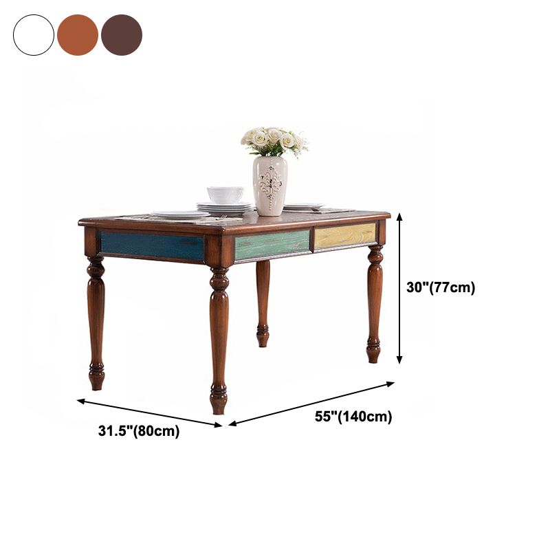 Rubberwood massief hout 4-voet eettafel Midcentury stijl eettafel, 55 "x 31,5" x 30 "