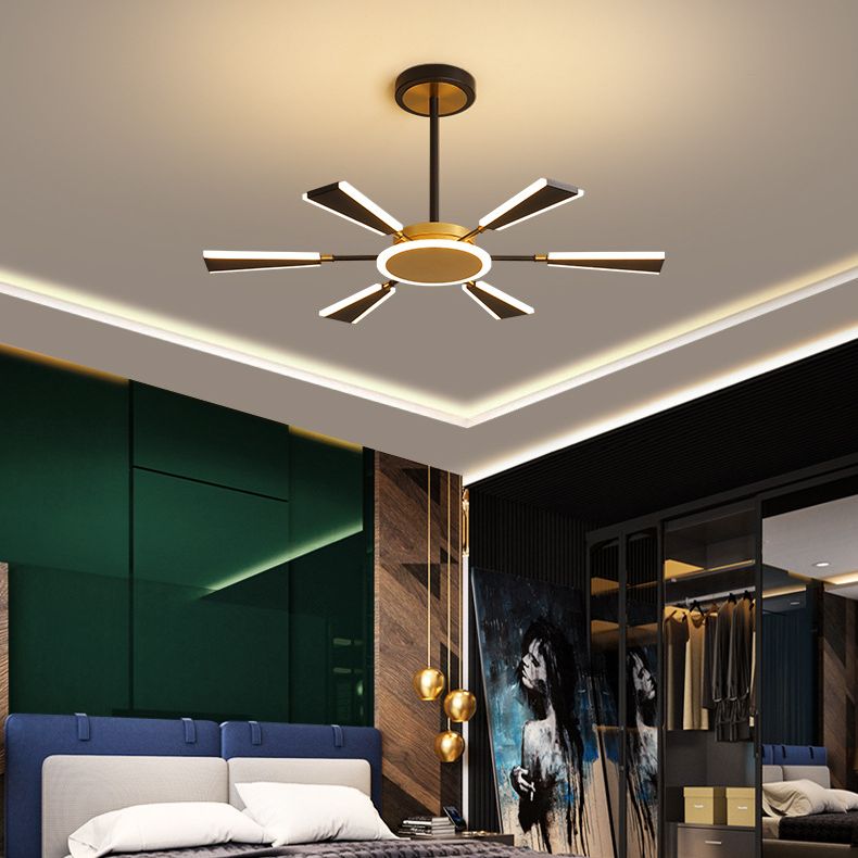 Trapezoid Living Room Chandelier Lamp Metallic 31.5"/39"/47" W LED Modern Pendant Light in Gold, Warm/White Light