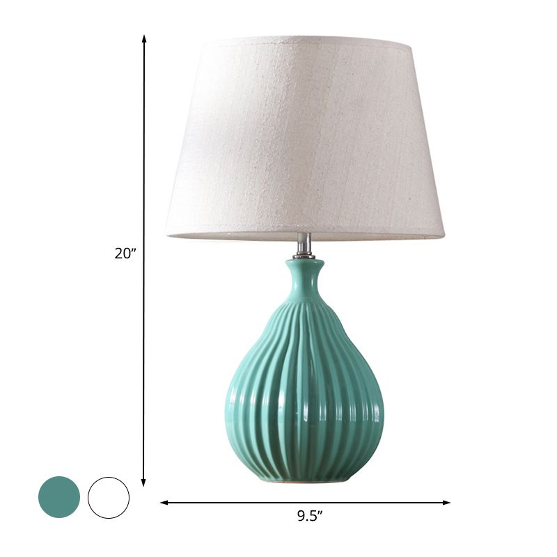 Luz de lágrima blanca/verde Luz Minimalista 1 Lámpara de cerámica de cerámica ligera con sombra de tela de cono