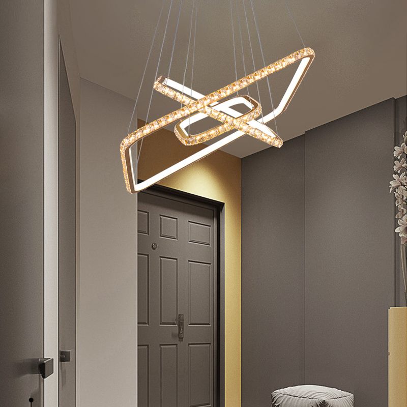 Modernismo 3 niveles Candelier Ligero de cristal transparente Restaurante de iluminación en oro, 3 color/interno White White/White White Inter