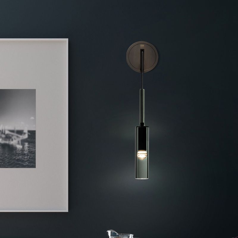 Modernism Wall Sconce Glass Wall Light Fixture in Black for Bedroom