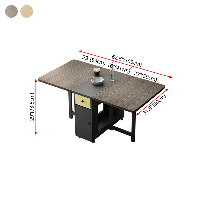 Mid-Century Dining Table Rectangle Drop-Leaf Sintered Stone Table for Home (only Table)