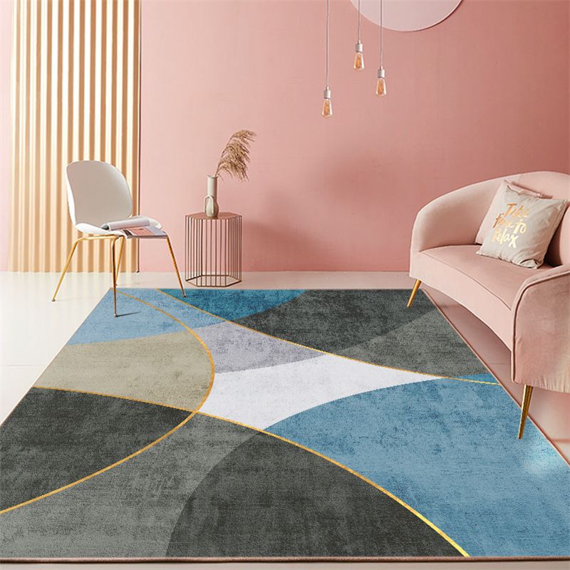 Modern Abstract Art Carpet Polyester Area Rug Non-Slip Backing Indoor Carpet for Living Room