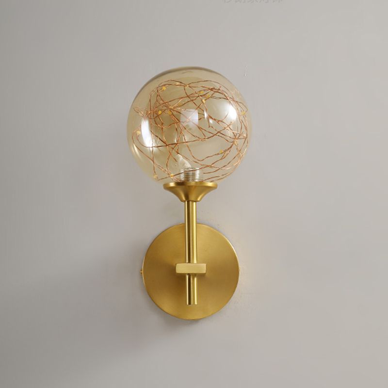 Glass Globe Wall Sconces Modern Style 1 Light Wall Mounted Lamps