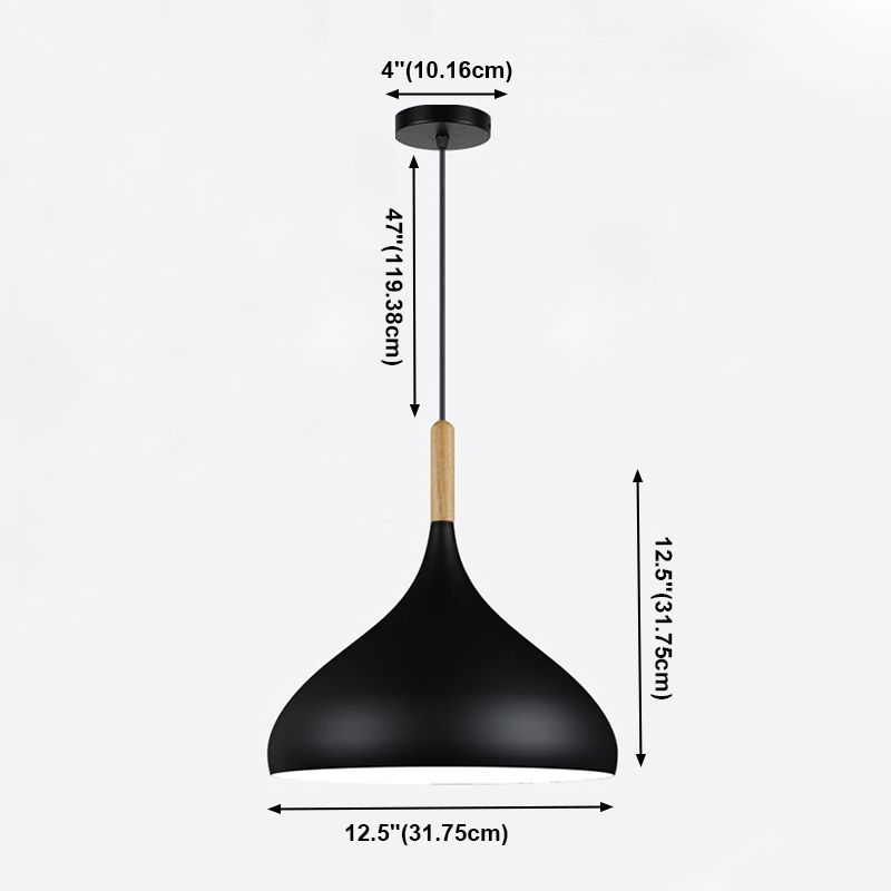 Modern Wooden Top Pendant Light, Minimalist Teardrop Shade Macaron Hanging Lamp