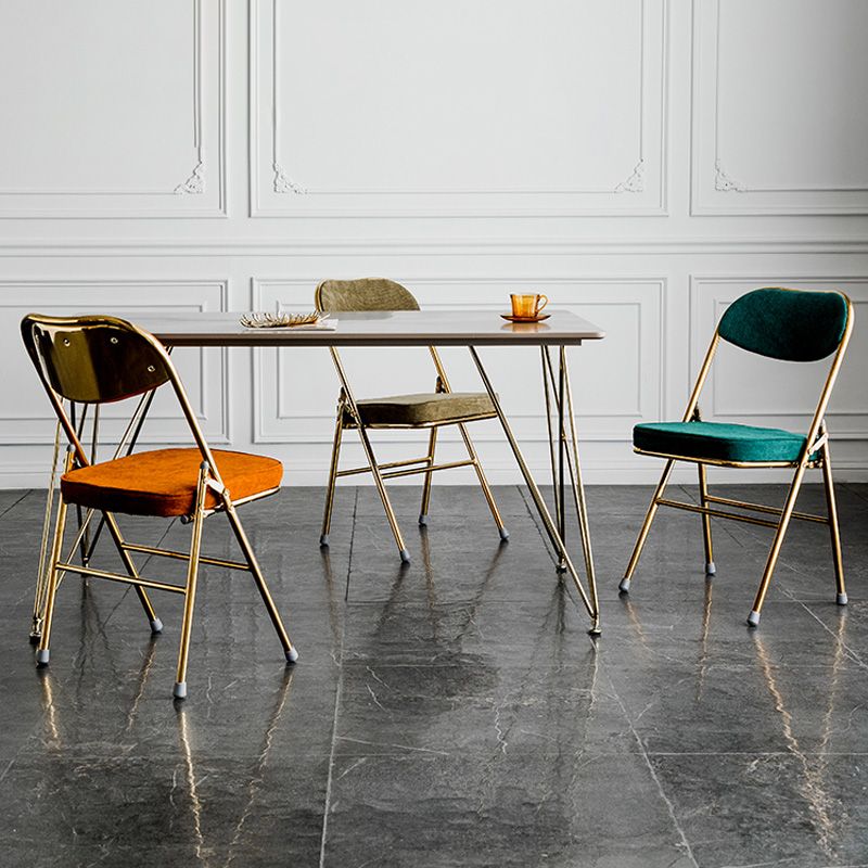 Sillas de comedor estilo Glam, sillas laterales sin brazos de cocina con patas de metal