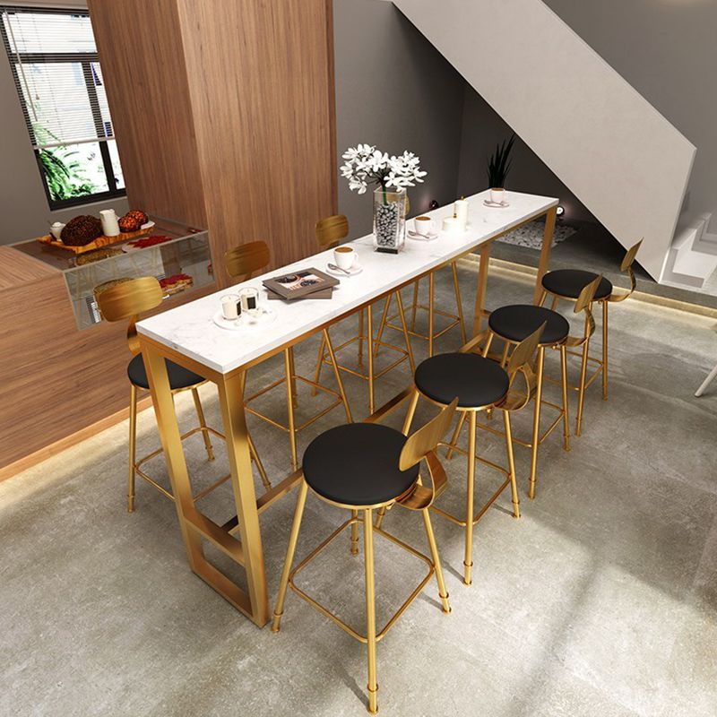 Glam 1/4/9 Pieces Bar Table Set Rectangle Counter Table with Stools for Milk Tea Shop