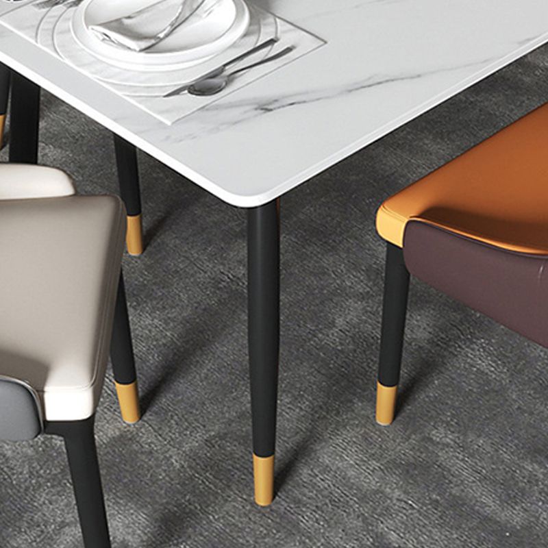 Modern Dining Rectangle Table Sintered Stone Table with Metal Legs for Home