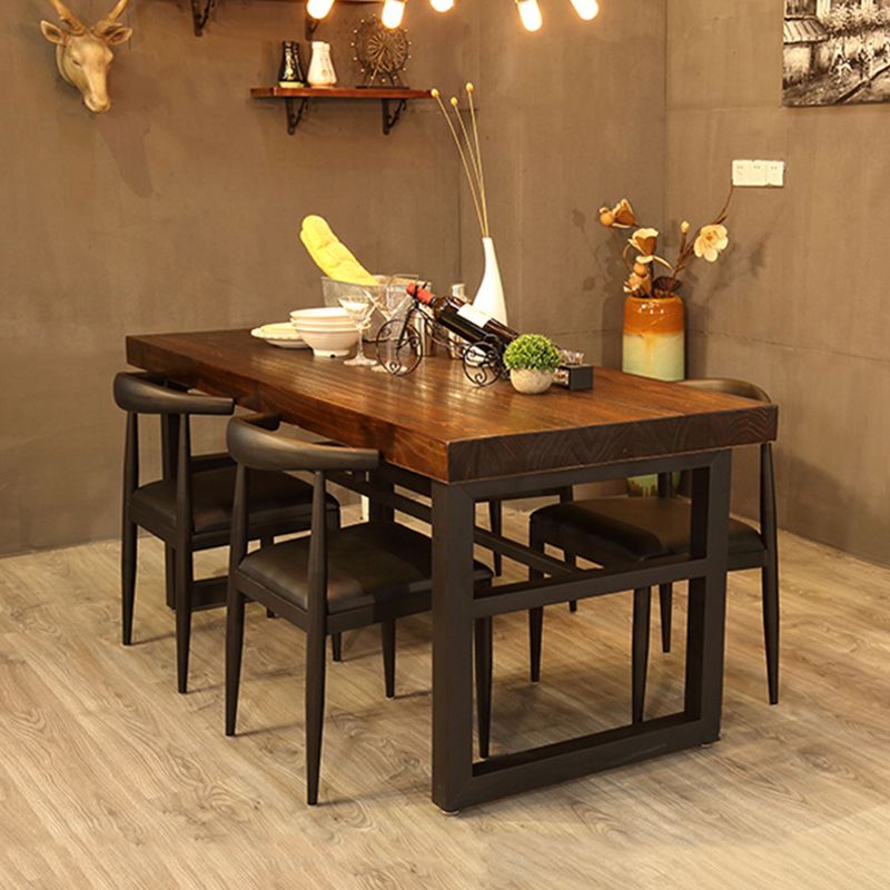 Industrial 1/2/3/4/5 Pieces Furniture Solid Wood Rectangle Dining Chairs Set in Brown