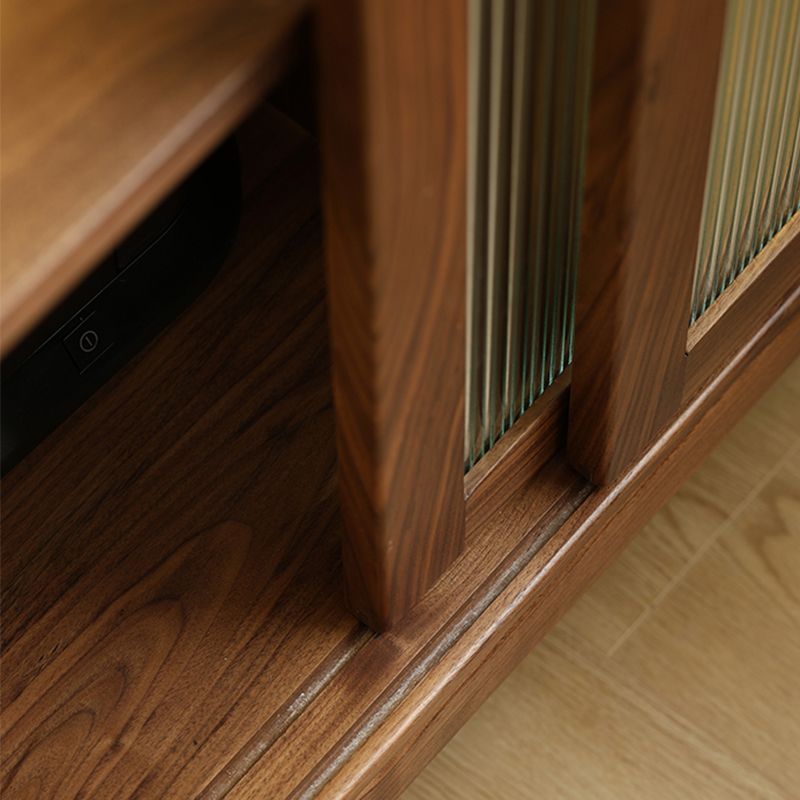 Mid-Century Modern Rectangle Accent Cabinet Solid Wood Brown Accent Cabinet