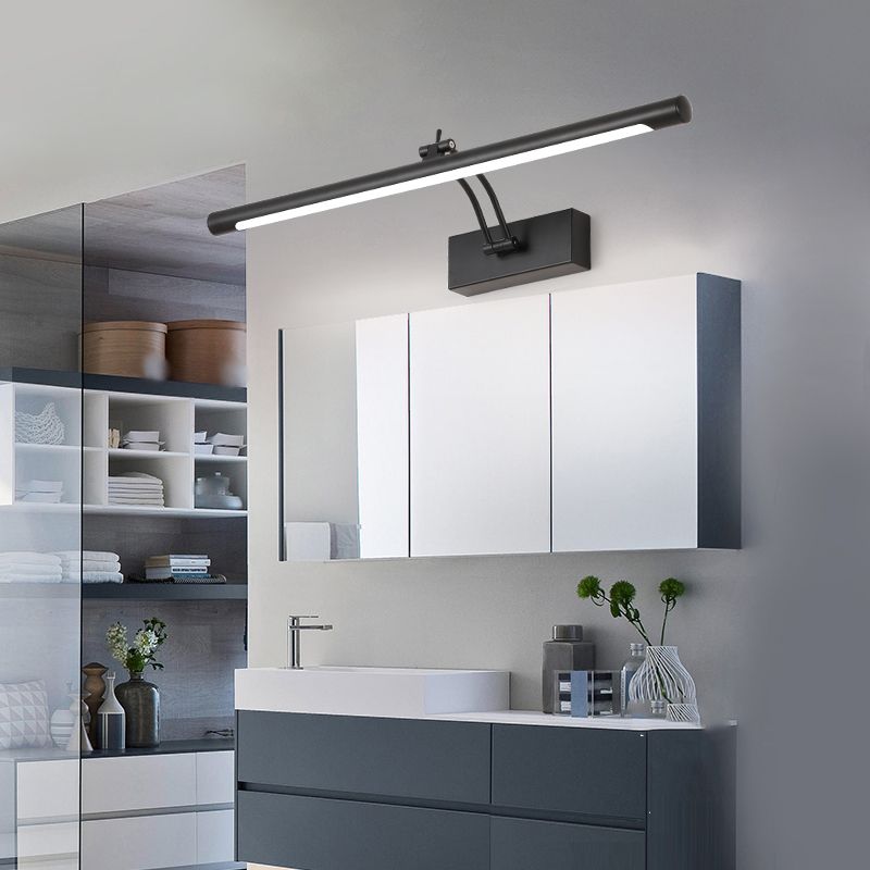 Metal Linear Wall Sconce Modern 1-Light Mirror Wall Mounted Light Fixture in Black Finish
