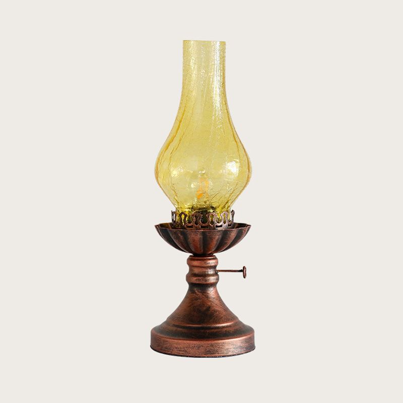 1 Lampada da tavolo in vetro giallo chiaro/trasparente di vetro industriale Finitura di rame Vaso da camera da letto Accampella