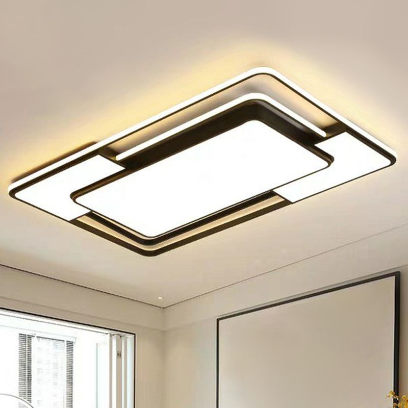 Moderno Splicing LED Flush Mount Acrylic Living Room Flushmount Ceiling Light in Nero