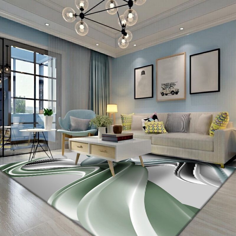 Modern Style Rectangle Shape Rug Geometric Pattern Living Room Carpet Washable Area Rug