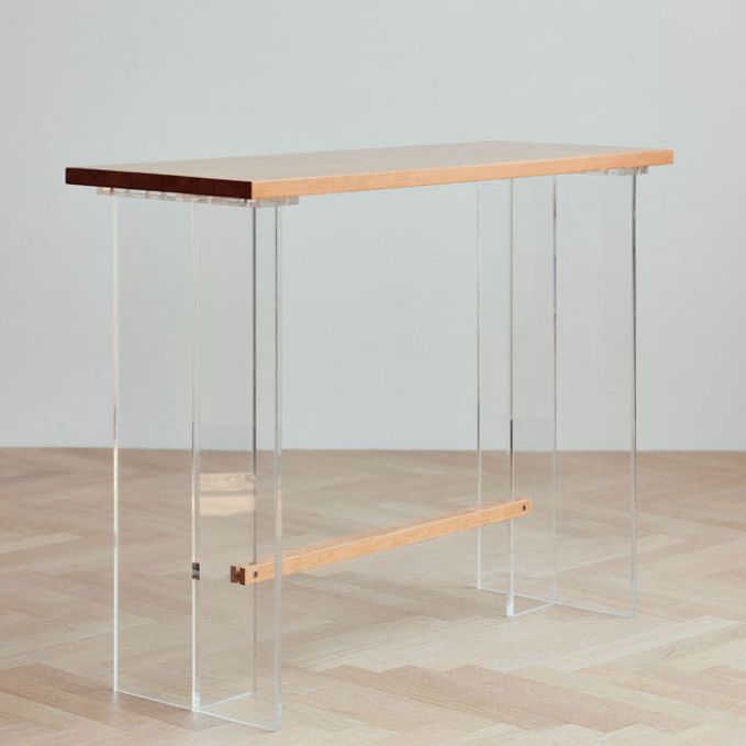 Wood and Acrylic Base Counter-height Pub Table Rectangle Pub Table