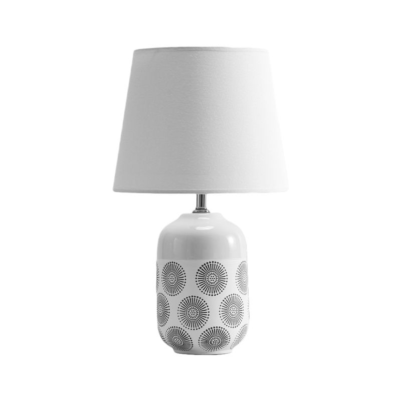 Keramische taps toelopende tafellamp minimaal 1 lamp wit/roze afwerking nachtlicht met stofschaduw voor woonkamer