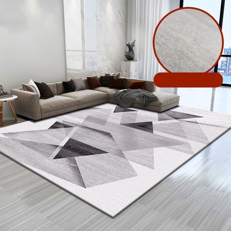 Light Grey Graphic Rug Blending Modern Indoor Rug Non-Slip Backing Rug for Living Room
