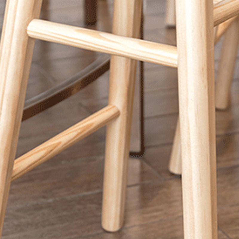 Modern Backless Counter Stool Wood Bar Stool with Pedal and Wooden Seat