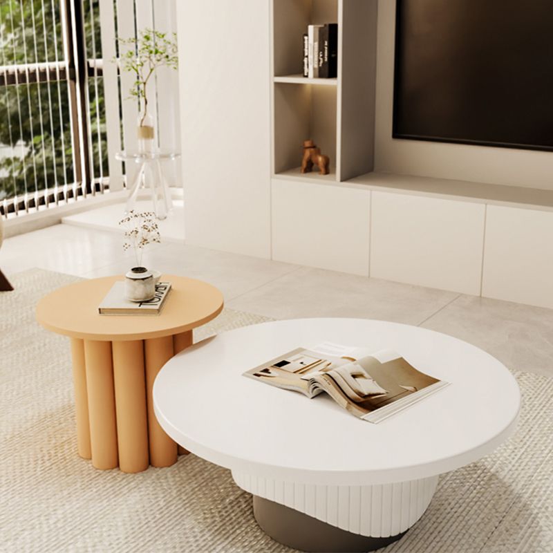 Contemporary Cocktail Table Round Pedestal Wood Coffee Cocktail Table