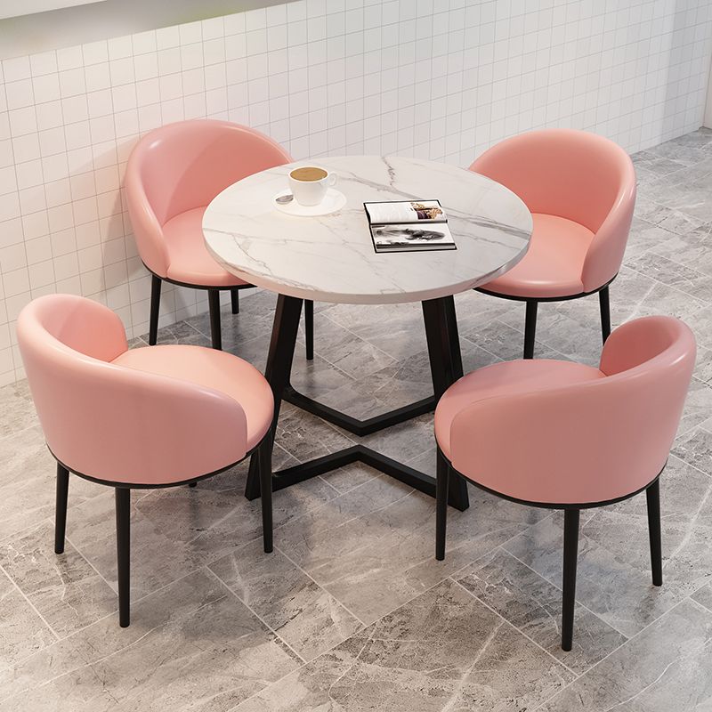 5 Piece Round Shape Contemporary Dining Room Chair and Table Set