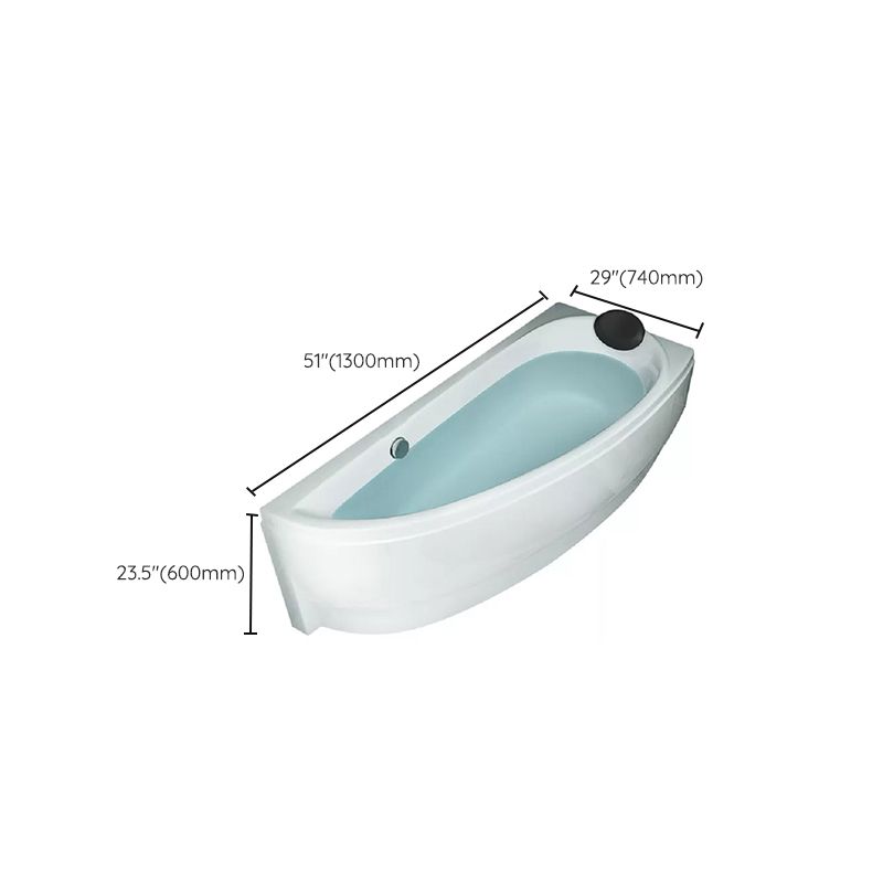Back to Wall Corner Bathtub Acrylic White Modern Soaking Bath