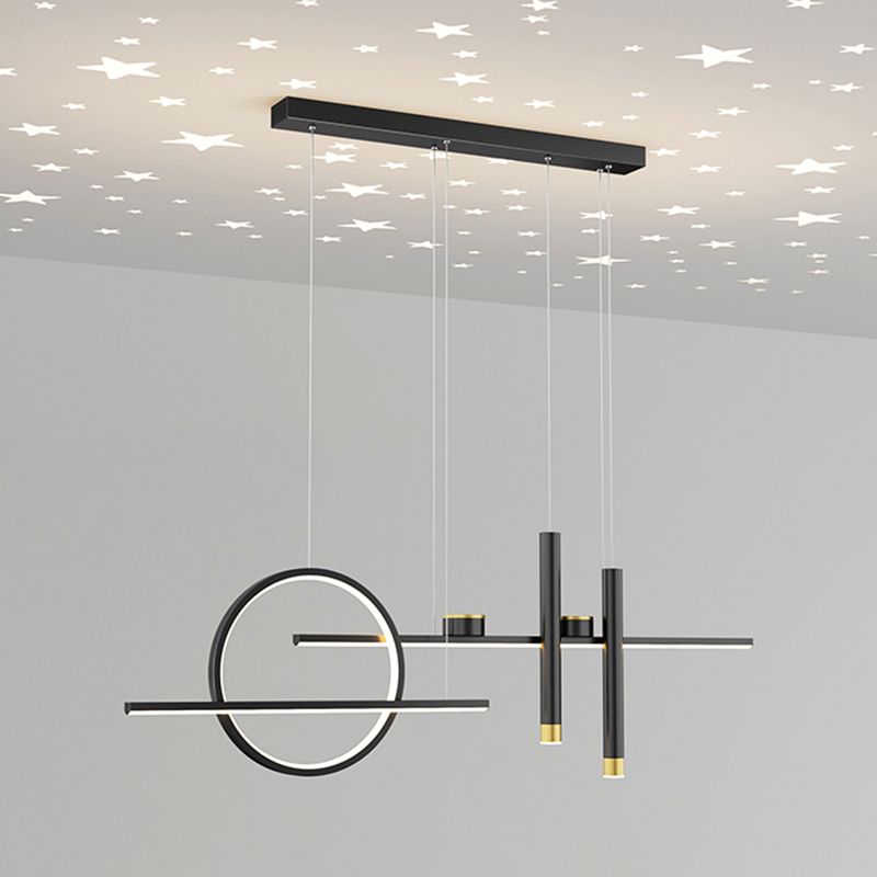 Contemporary Island Light Linear Metal 5 Light Island Chandelier Lights