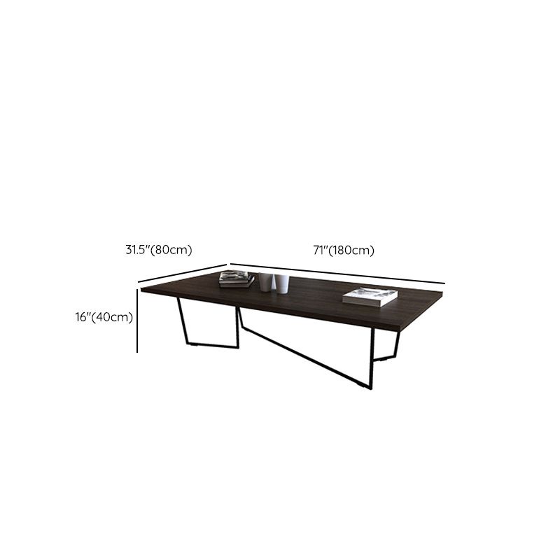 Solid Wood Coffee Table Abstract Coffee Cocktail Table in Brown