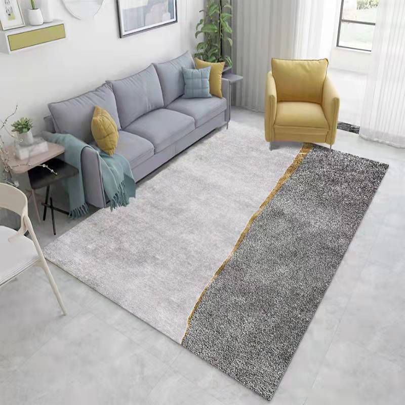 Light Gray Modern Rug Polyester Straight Stripe Rug Washable Rug for Home Decor