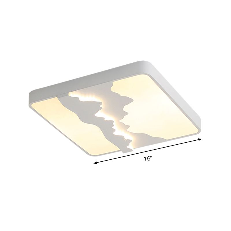 Quadratische Deckenleuchte aus Metall, modernes Grau/Weiß, 16"/19,5" breite LED-Einbauleuchte, warmes/weißes Licht