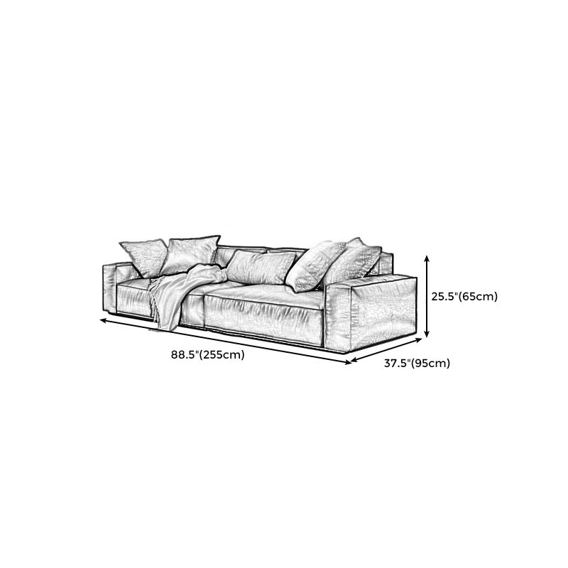 26.38" H Genuine Leather Square Arm Modern Sofa with Storage Black Standard Sofa