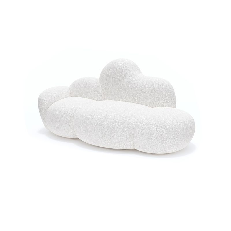 Contemporary White Wool Sofa with Tight Back for Living Room