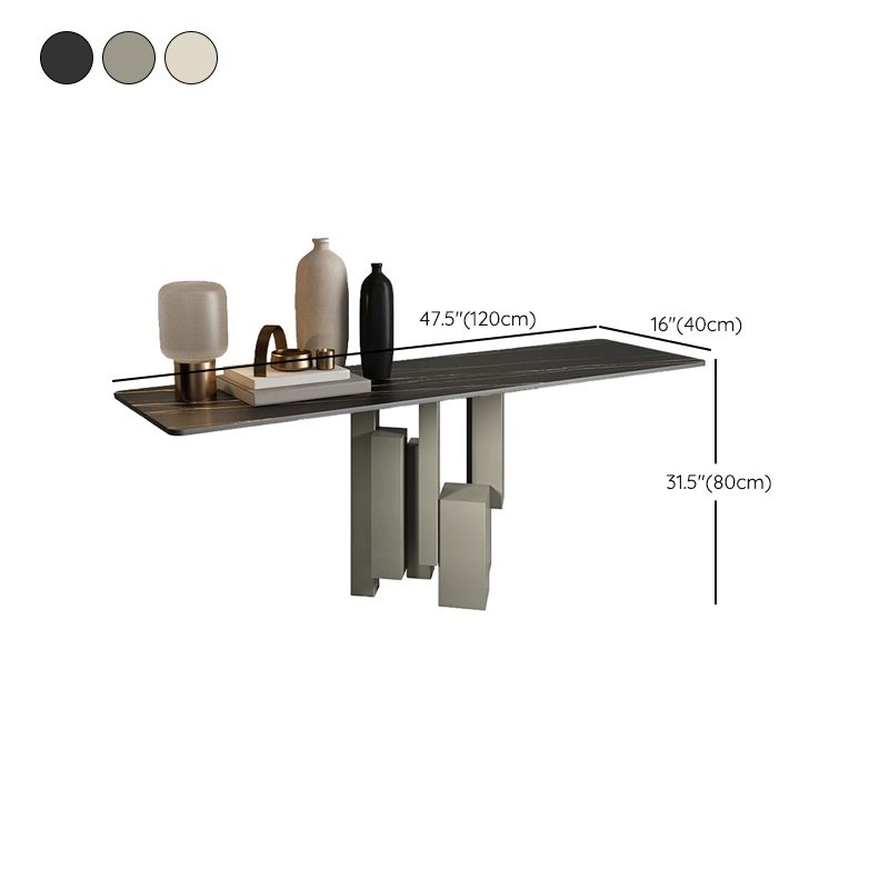 15" Wide Stone Contemporary Console Table Black Rectangle Sofa Table