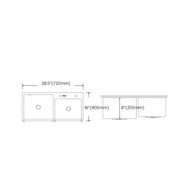 Modern Style Kitchen Sink Stainless Steel Kitchen Double Sink with Soundproofing