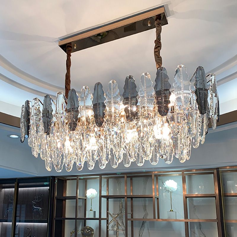 Luz de la isla de cristal sombreada lámpara de lámpara de lámpara de estilo moderno en transparente