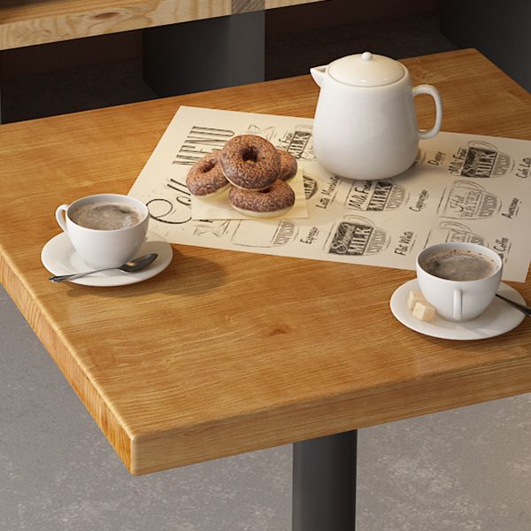 Industrial Square Hemlock Bar Dining Table Iron Indoor Bistro Table with Single Pedestal
