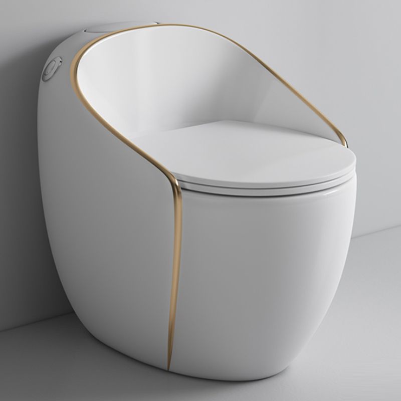 Contemporary Ceramic Siphon Jet Toilet Bowl One Piece Skirted Urine Toilet with Seat