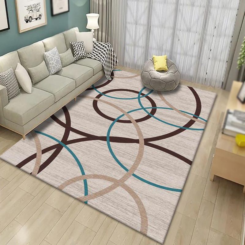 Contemporary Indoor Rug Trendy Area Carpet Polyester Stain Resistant Rug for Living Room