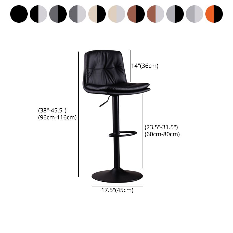 Modern Swivel Adjustable Height Barstool Matte Finish Leather Stool