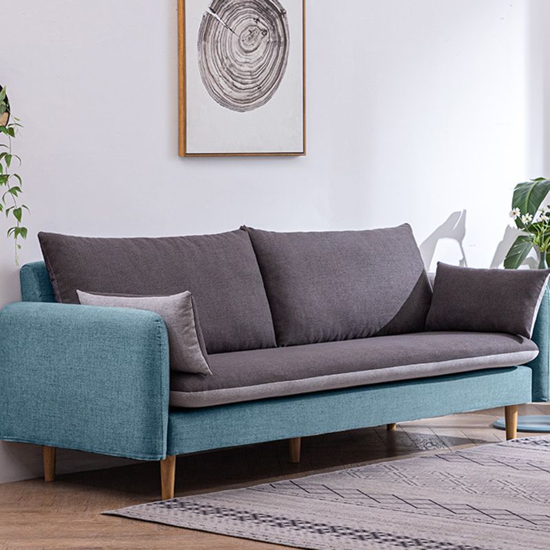 Moderne houten benen stof bank standaard vierkante arm losse achterbank