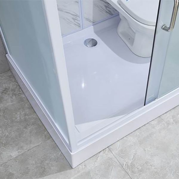 Single Sliding Tempered Glass Shower Stall Rectangle Frosted Shower Kit