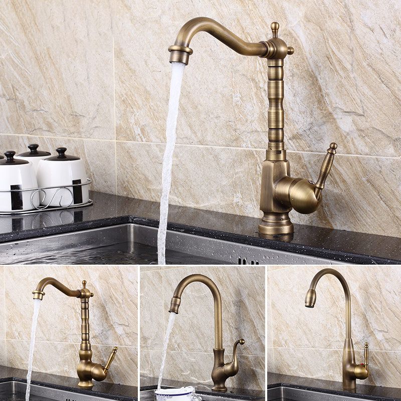Traditional Kitchen Faucet Solid Brass High Arc Standard Kitchen Faucets Single Handle