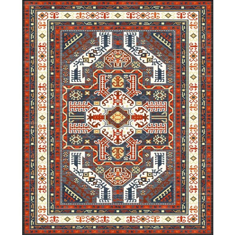 Tribal Southwestern Teppich im rot-grauen geometrischen Muster Teppich Polyester Anti-Rutsch-Teppich für die Heimdekoration
