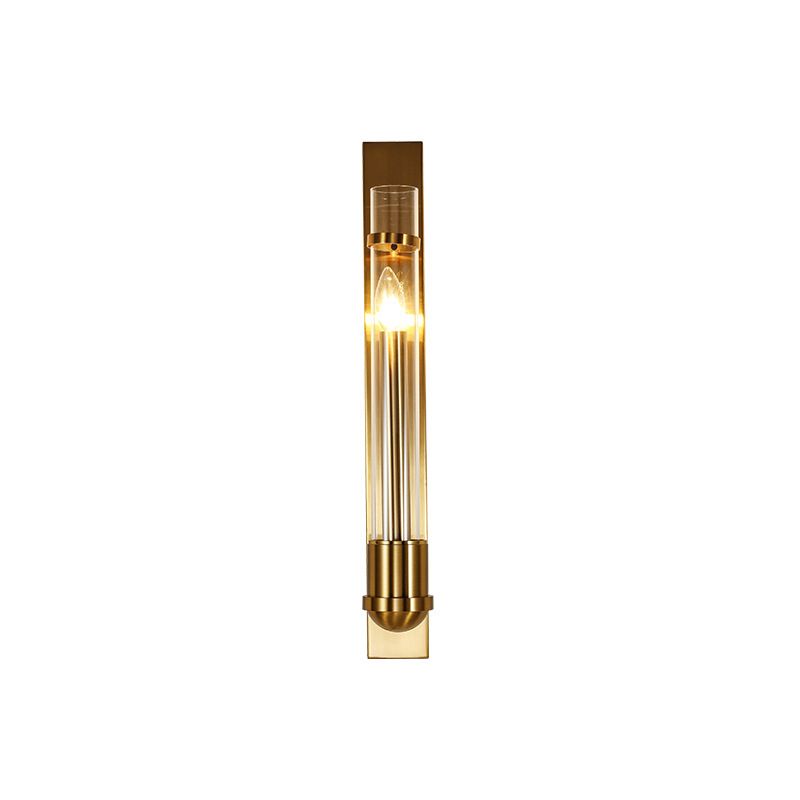 Cylinder Shape Glass Wall Lighting Modern Style 1 Light Wall Mounted Light in Gold