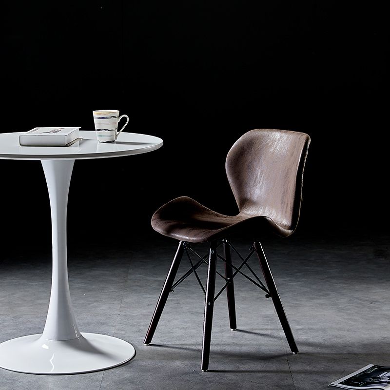 Silla lateral industrial interior Wingback Silla tapizada de madera del comedor