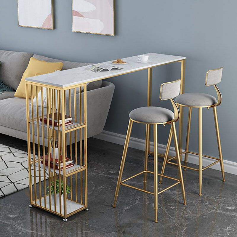 Glam Style Rectangle Counter Table Marble Top 42-inch Height Table for Living Room