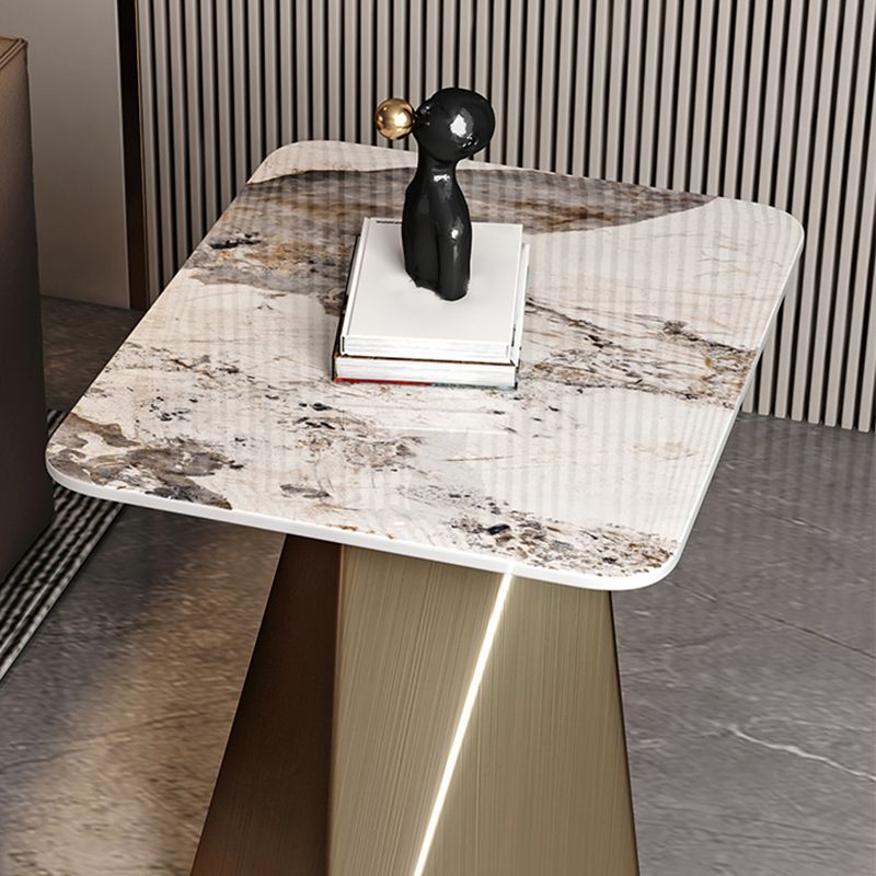 20.5" Tall Modern Slate Top Side Table Steel Pedestal End Table