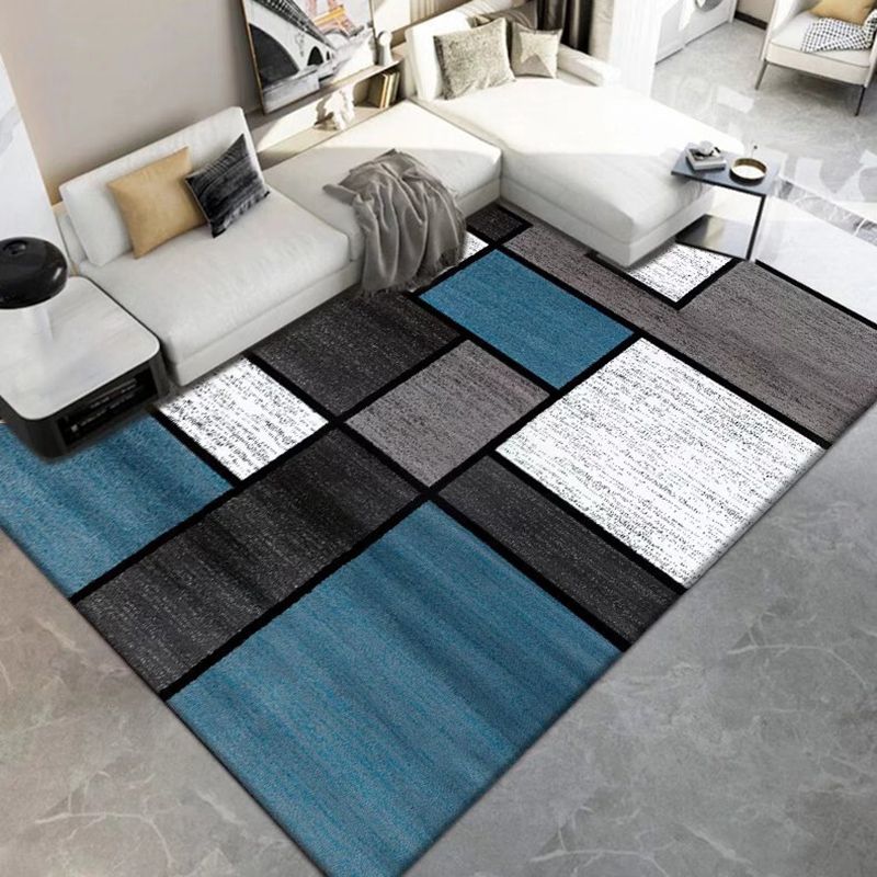 Dark Gray Modern Rug Polyester Geometric Print Rug Washable Rug for Living Room