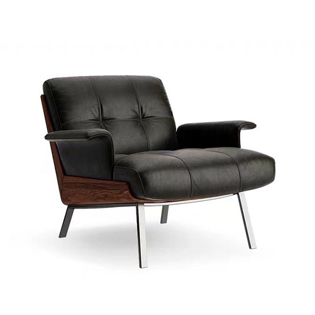 Industrial Lounge Chair Solid Color Cushion Back Basic Four Leg Reclining Accent Chair